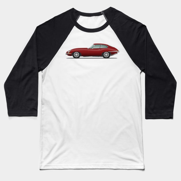 Jaguar E Type Fixed Head Coupe Maroon Baseball T-Shirt by SteveHClark
